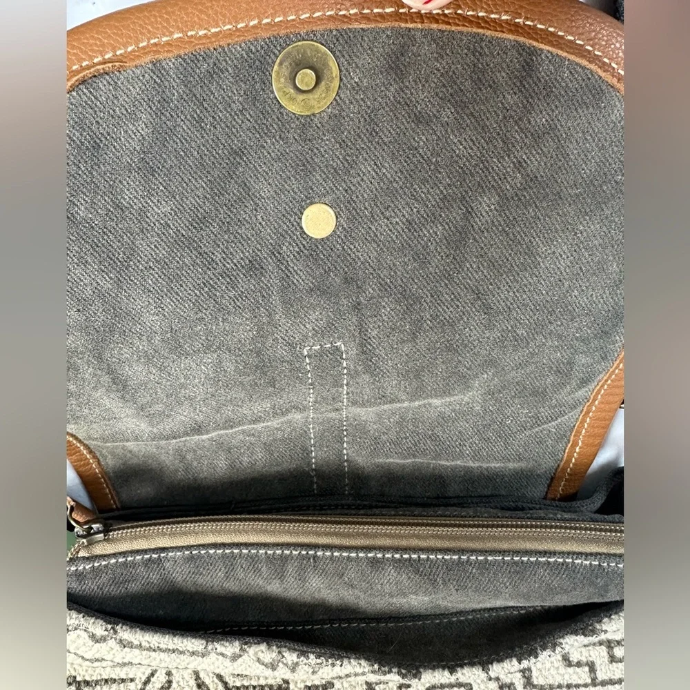 Myra Bag Brown and White Cowhide Shoulder Bag Crossbody Grey canvas western - Picture 5 of 12